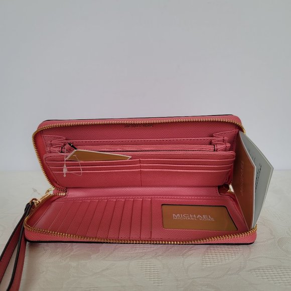 MICHAEL KORS Jet Set Travel Continental Leather Wallet-Tea Rose